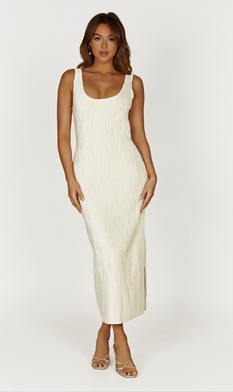 Meshki Theia Plisse Maxi Dress - Ivory